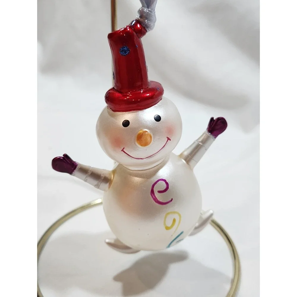 Target~Be Merry~Set of 2~Glass Christmas Ornaments~1 Snowman & 1 Santa~Excellent